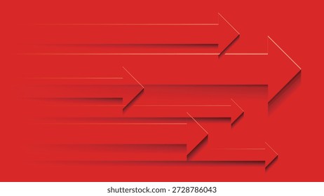 Fundo da direção da seta vermelha ilustrando o crescimento do progresso da velocidade e o movimento de avanço