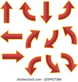 Red Arrow Direction Set Vector Illustration Stock Vector (Royalty Free ...