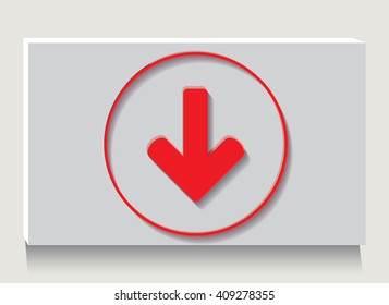 Red arrow down icon as art object.Vector illustration.