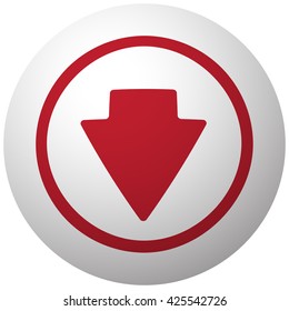 Red Arrow Down icon on white ball