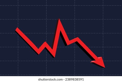 la flecha roja se expande hacia abajo la gran pérdida de la recesión del mercado de valores económico	