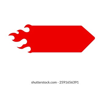 A red arrow with flame design, showing speed and direction. minimalist style with a sharp look.