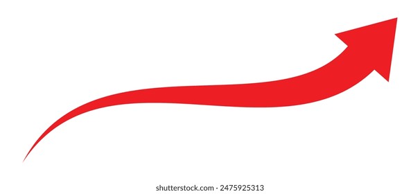 Red arrow forward. Red arrow isolated on white background. Arrow icon isolated on white. Red colour arrow indicator Symbol.