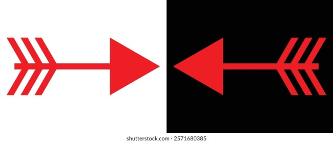  Red arrow forward. Red arrow to the left isolated on a Transparent Background-Vector 10 eps.