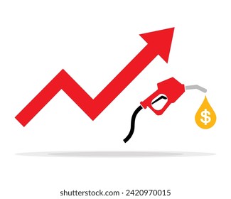 Flecha roja con el signo de la boquilla de la bomba de combustible. Gasolina, icono de la gasolinera. Vector de la gasolina de la boquilla de combustible, diesel, gas aislado en blanco. Plantilla de bomba de combustible de petróleo. Rompecabezas de la bomba, goteo de aceite.