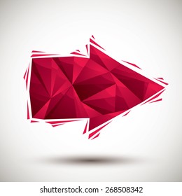 Red arrow geometric icon made in 3d modern style, best for use as symbol or design element.