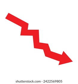 Red arrow goes down. Vector infographic illustration. Isolated business symbol. Vector illustration. Eps file 101.