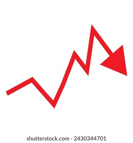 Red arrow goes down. Vector infographic illustration. Isolated business symbol. Vector illustration. Eps file 10