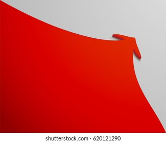 red arrow goes up on a white background