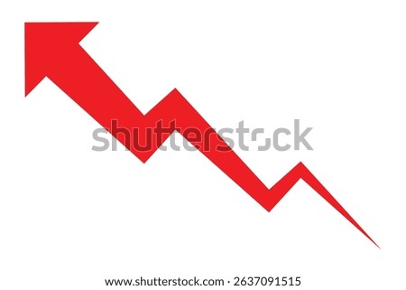 Red arrow goes up sign. Graph decrease. Business growth chart. Vector illustrator