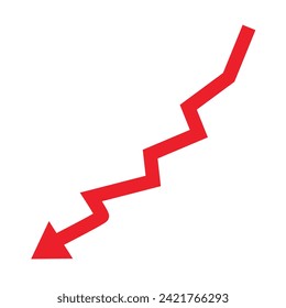 Red arrow going down stock icon on transparency background. Bankruptcy, financial market crash icon for your web site design, logo, app, UI. graph chart downtrend symbol. chart going down sign. PNG - Powered by Shutterstock - Get 15% off with code: PIKWIZARD15