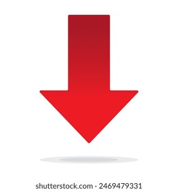 Red arrow going down stock icon on white background. Bankruptcy, financial market crash icon for your web site design, logo, app, UI. graph chart down trend symbol.chart going down sign.