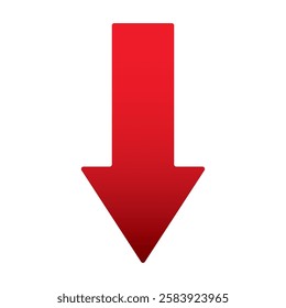 Red arrow going down stock icon on white background. Bankruptcy, financial market crash icon for your web site design, logo, app, UI. graph chart down trend symbol.chart going down sign.