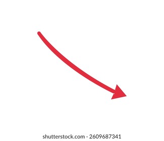 Red arrow going down stock icon. Statistic and data, bankruptcy, financial crisis, money loss, down arrow, economy reduction . Graph chart downtrend symbol. Chart going down sign on white background