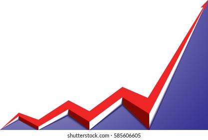 red arrow graph goes up blue background