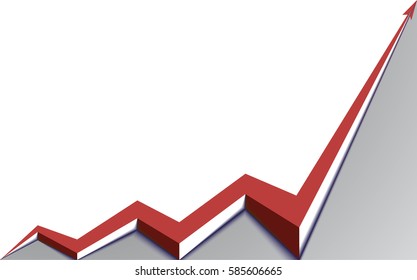 red arrow graph goes up gray background