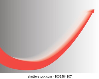 red arrow graph goes up on gray background