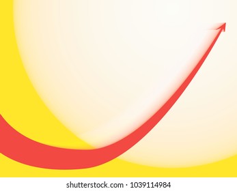 red arrow graph goes up on a yellow background