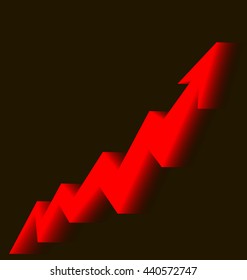 red arrow graph goes up on a black background