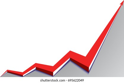 red arrow graph goes up on white background
