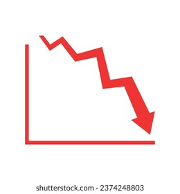 red arrow graph going down slowly represents stock business loss financial economic down trend