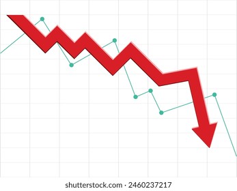 red arrow graph going down business decline trading loss economic recession