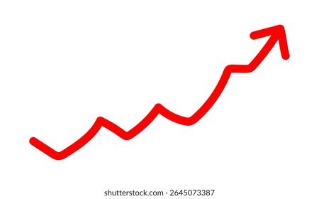 red arrow graph line pointing upward direction 