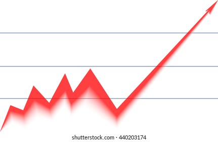 red arrow graph rising on a white background
