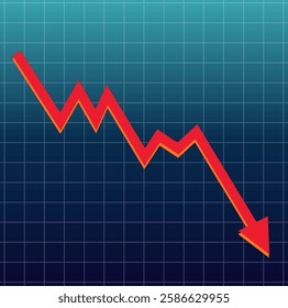 Red arrow graph showing a downward economic trend