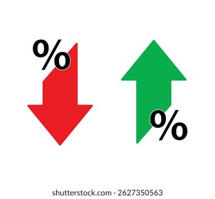 red arrow and green arrow. business and finance. stock illustration