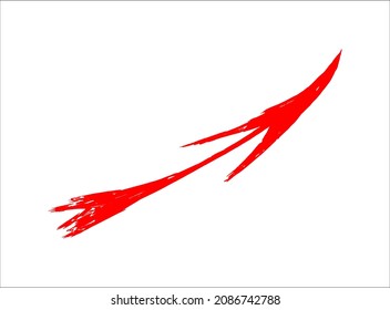 Red arrow grunge. Drawn by hand with a brush. Vector.