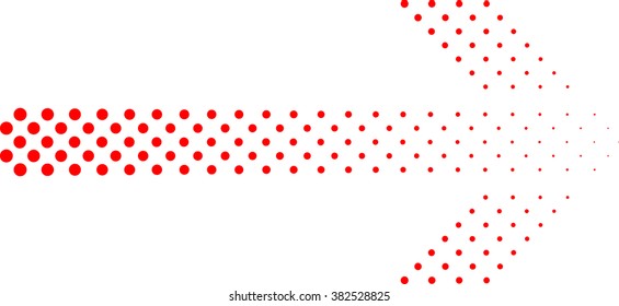 red Arrow with halftone dots . Dotted element for your Design . Vector Background . Linear shape .  