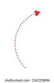 Red Arrow with heart icon isolated on white background. For Valentine's day, banners, posters and wallpaper. Arrow of heart for creative art. Hearts of love.