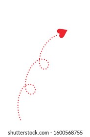 Red Arrow with heart icon isolated on white background. For Valentine's day, banners, posters and wallpaper. Arrow of heart for creative art. Hearts of love.
