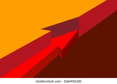 red arrow hidden in layers isometry, visual aid in section