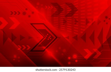 red arrow high technology with lines electronic cyber space networking abstract background