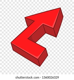 Red arrow icon in cartoon style on a background for any web design 