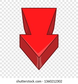 Red arrow icon in cartoon style on a background for any web design 