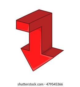 Red arrow icon in cartoon style on a white background vector illustration