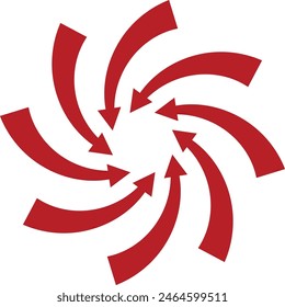 Red arrow icon concentrating toward the center