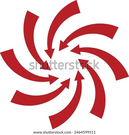 Red arrow icon concentrating toward the center