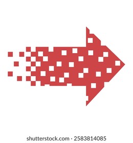 Red arrow icon. Digital design element isolated on white background.
