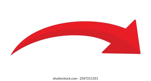 red arrow icon in flat style on white background. icons for your applications, designs, logos and web. red jump symbol icon.