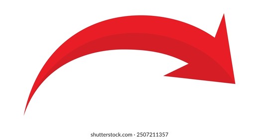 red arrow icon in flat style on white background. icons for your applications, designs, logos and web. red jump symbol icon.