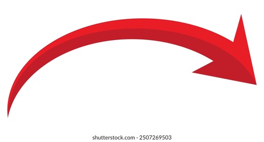 rotes Pfeilsymbol im flachen Stil auf weißem Hintergrund. Symbole für Ihre Anwendungen, Designs, Logos und das Web. rotes Sprungsymbol.