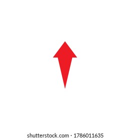 red arrow up icon. Forward, growth sign. Isolated on white. Upload icon.  Upgrade sign. Speed up, scroll or swipe button. North pointing arrow.