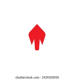 red arrow up icon. Forward, growth, rush sign. Isolated on white. Upload icon.  Upgrade sign. Speed up, scroll or swipe button. bolide, rocket shaped pointing arrow.