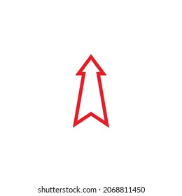 red arrow up icon. Forward, growth sign. Isolated on white. Upload icon.  Upgrade sign. Speed up, scroll or swipe button. North pointing arrow.