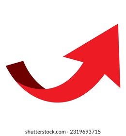 red arrow icon with half-turn upward