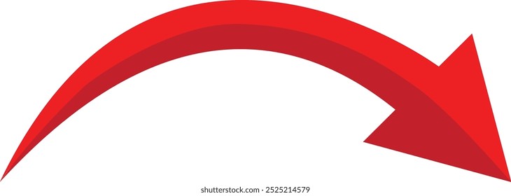 red arrow icon. arrow indicated the direction symbol. curved arrow sign. flat style.